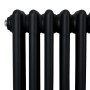 Schwarzer 3-Säulen Heizkörper, traditionelles Design, 1500x562 mm. Ideal für wohlige Wärme.