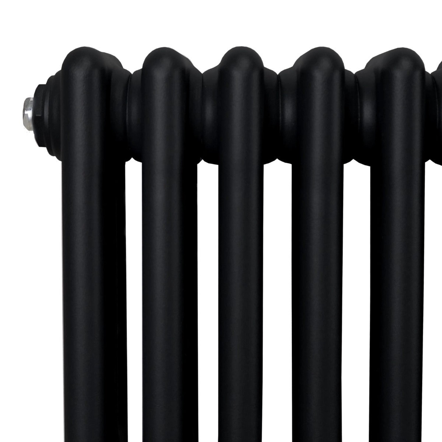 Schwarzer 3-Säulen Heizkörper, traditionelles Design, 1500x562 mm. Ideal für wohlige Wärme.