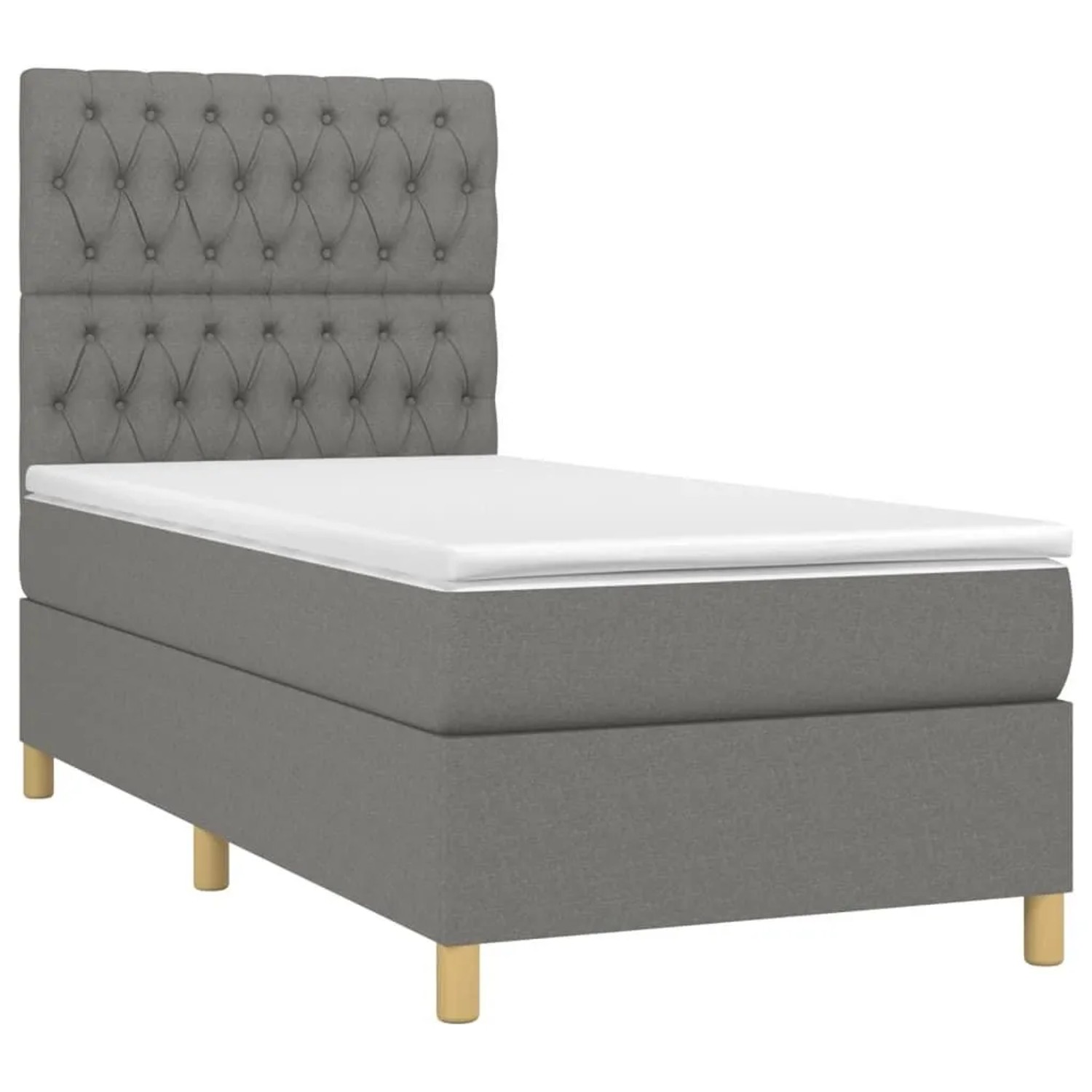 vidaXL Boxspringbett mit Matratze & LED Dunkelgrau 90x200 cm Stoff 3135646 günstig online kaufen