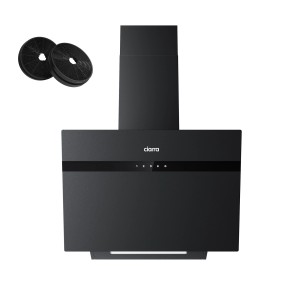 Schwarze CIARRA Kopffrei Dunstabzugshaube 60cm mit Touch Control, WIFI und Kohlefilter.