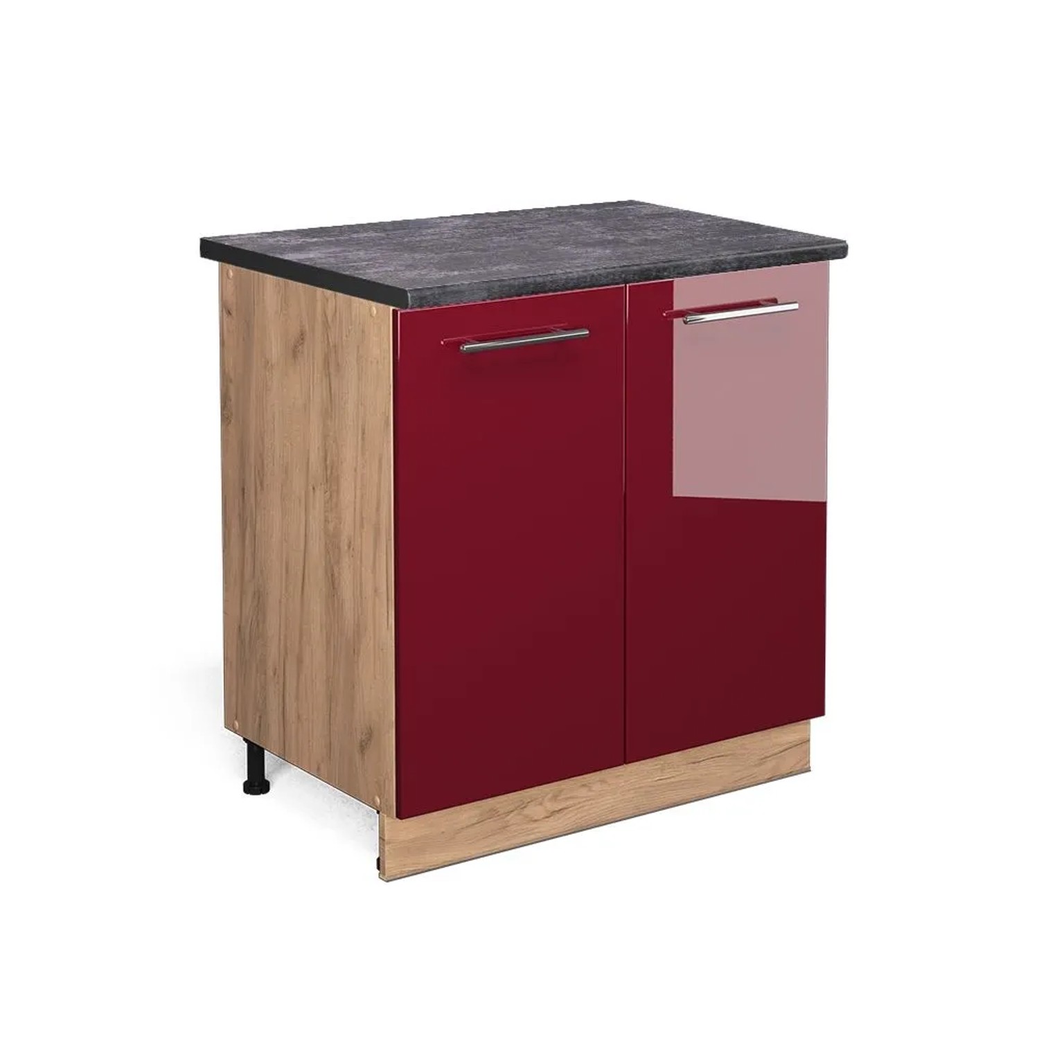 Vicco Küchenunterschrank Fame-Line Bordeaux Hochglanz 80 x 82 mit Regal AP Anthrazit