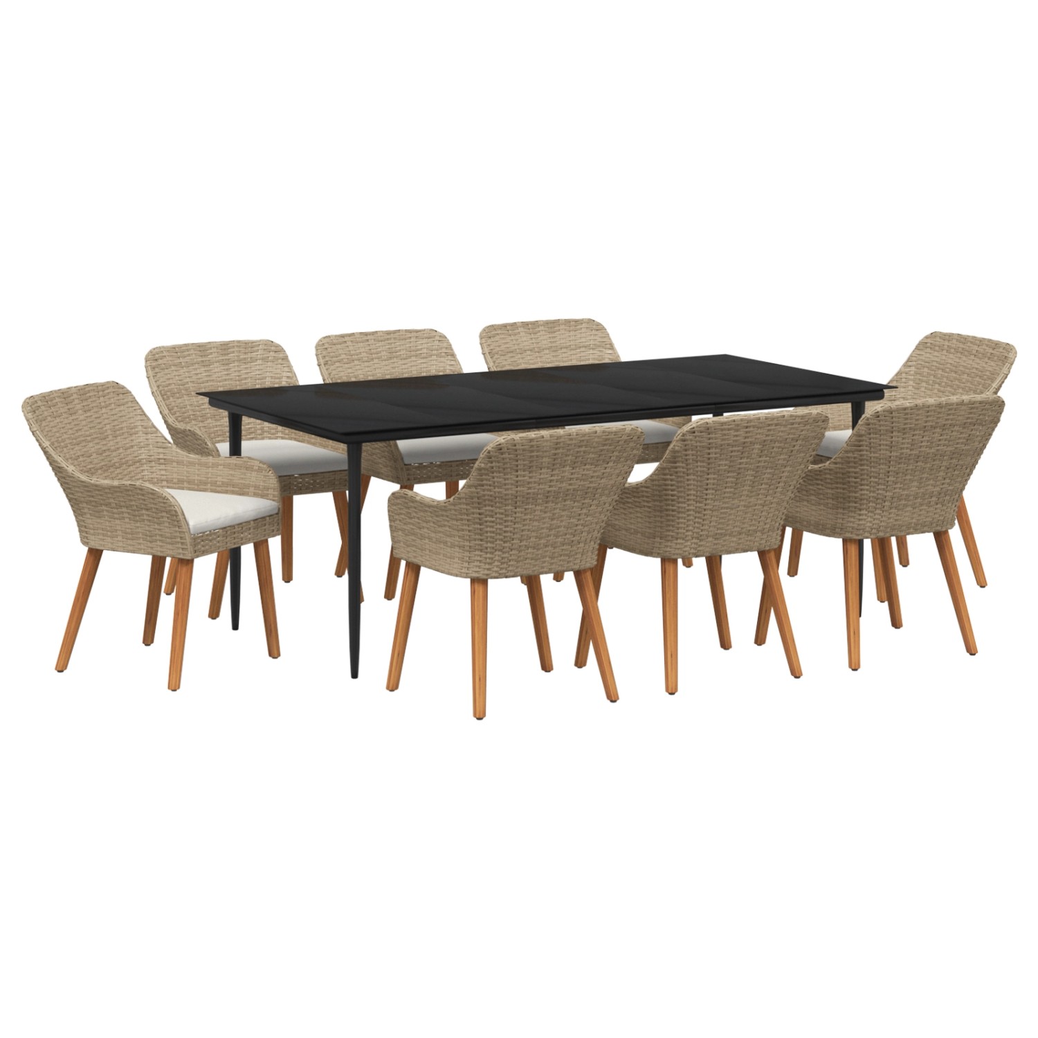 vidaXL 9-Teiliges Garten Esszimmer Set Beige Poly Rattan 3261697 günstig online kaufen