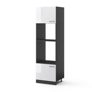 Vicco Mikrowellenschrank R-Line, Küchenregal in Weiß Hochglanz/Anthrazit, 60 cm breit.