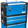 Blauer Güde Werkzeugtrolley GWZT 2/1 mit Rollen, Teleskopgriff und Werkzeugkoffer.