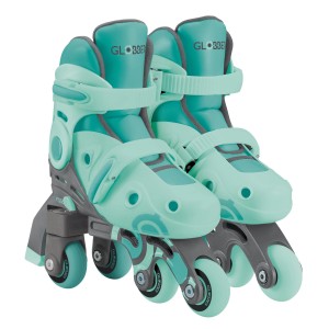 Globber Learning Skates 2in1 Inline- und Quad-Skates Kinder Verstellbar Gr.26-29 ABEC 9 Rollengröße 48x24 mm Mint