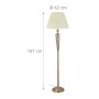 Vintage Stehlampe 157 cm hoch, elfenbeinweißer Falten-Stoffschirm, antiker Messing-Eisenfuß, Ø 42 cm.