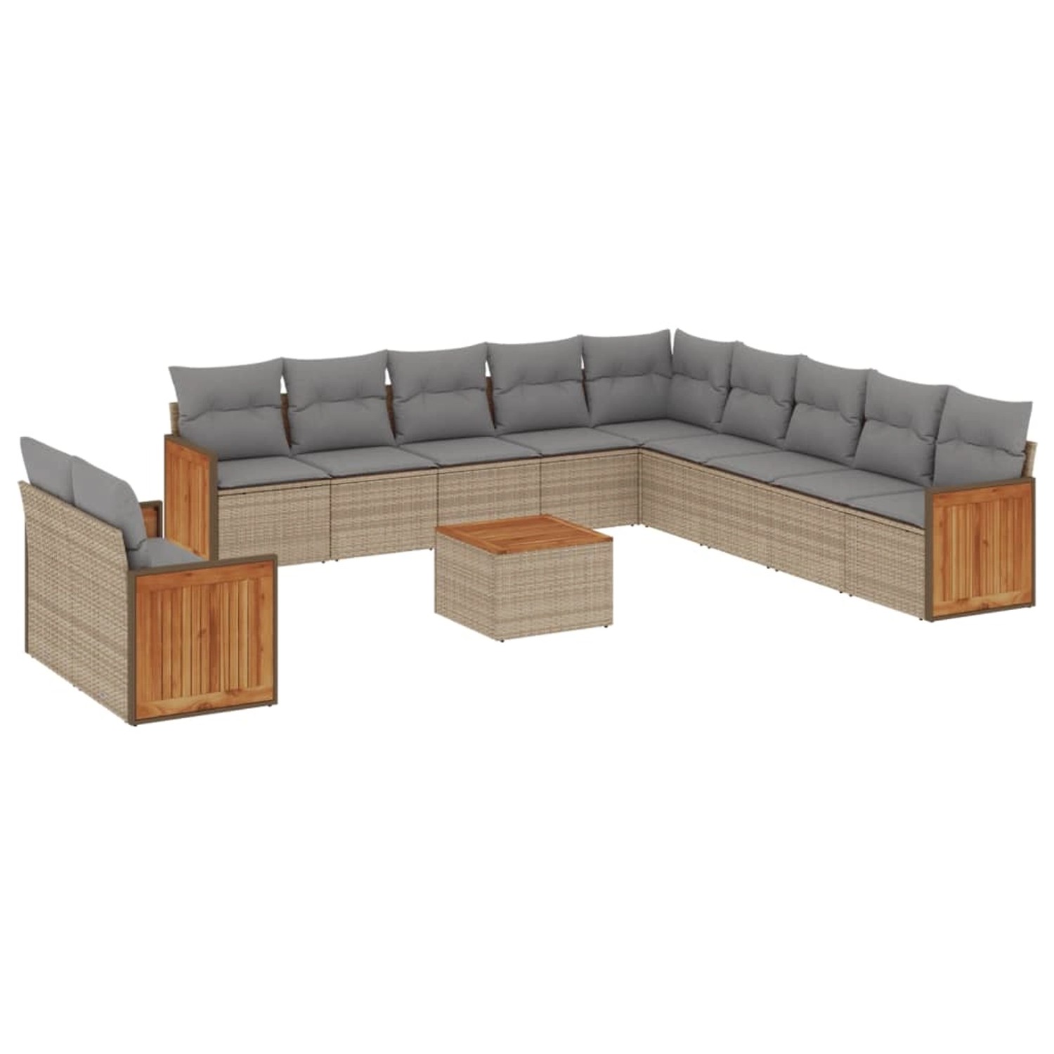 vidaXL 12-Tlg Garten-Sofagarnitur mit Kissen Beige Poly Rattan 3227816 günstig online kaufen