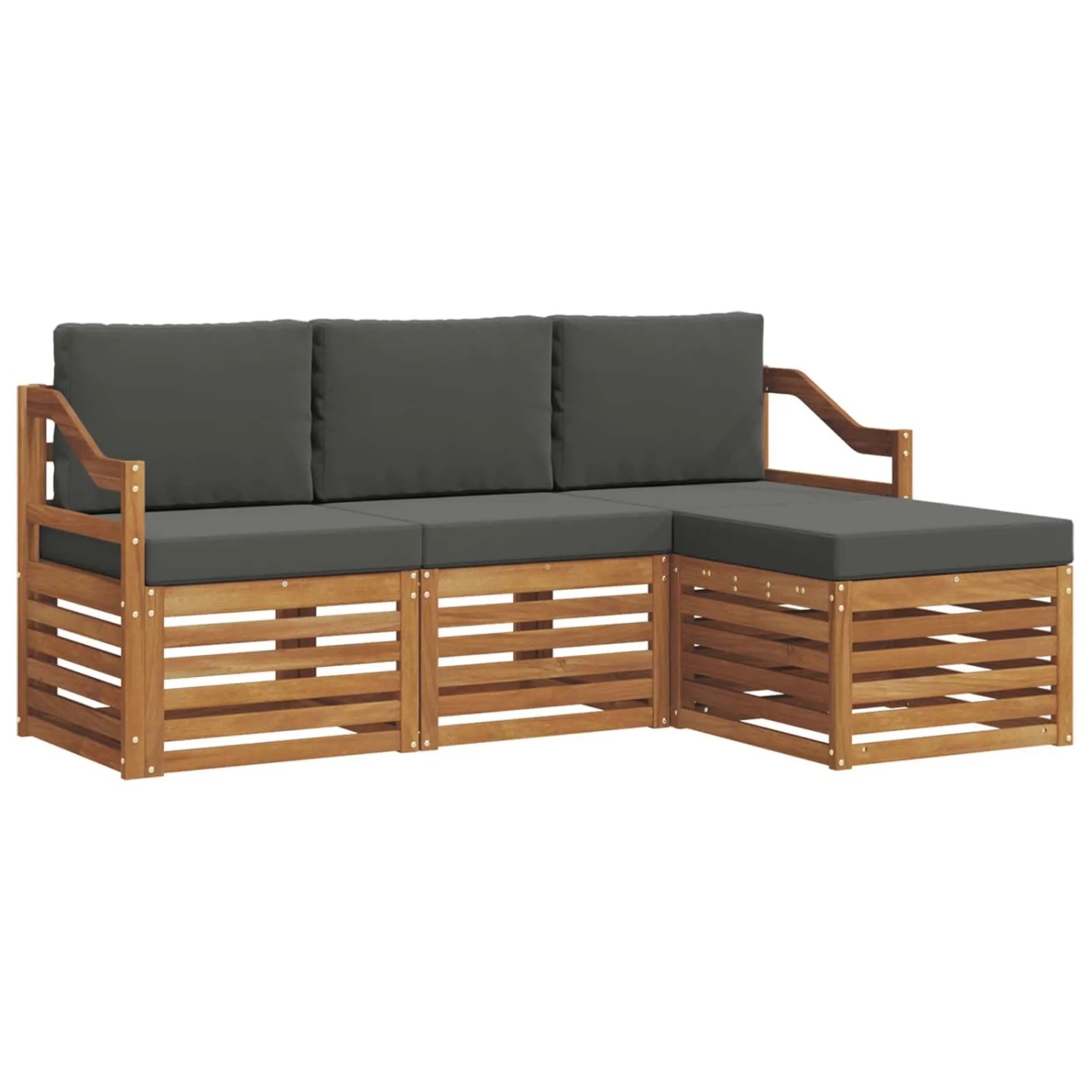 vidaXL Sofagarnituren 4 Tlg Natur und Anthrazit Massivholz Akazie 3374627