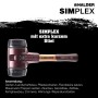 Halder Simplex Schonhammer Ø 60 mm Gummi Schwarz Kurzer Stiel mit Tempergussgehäuse_5