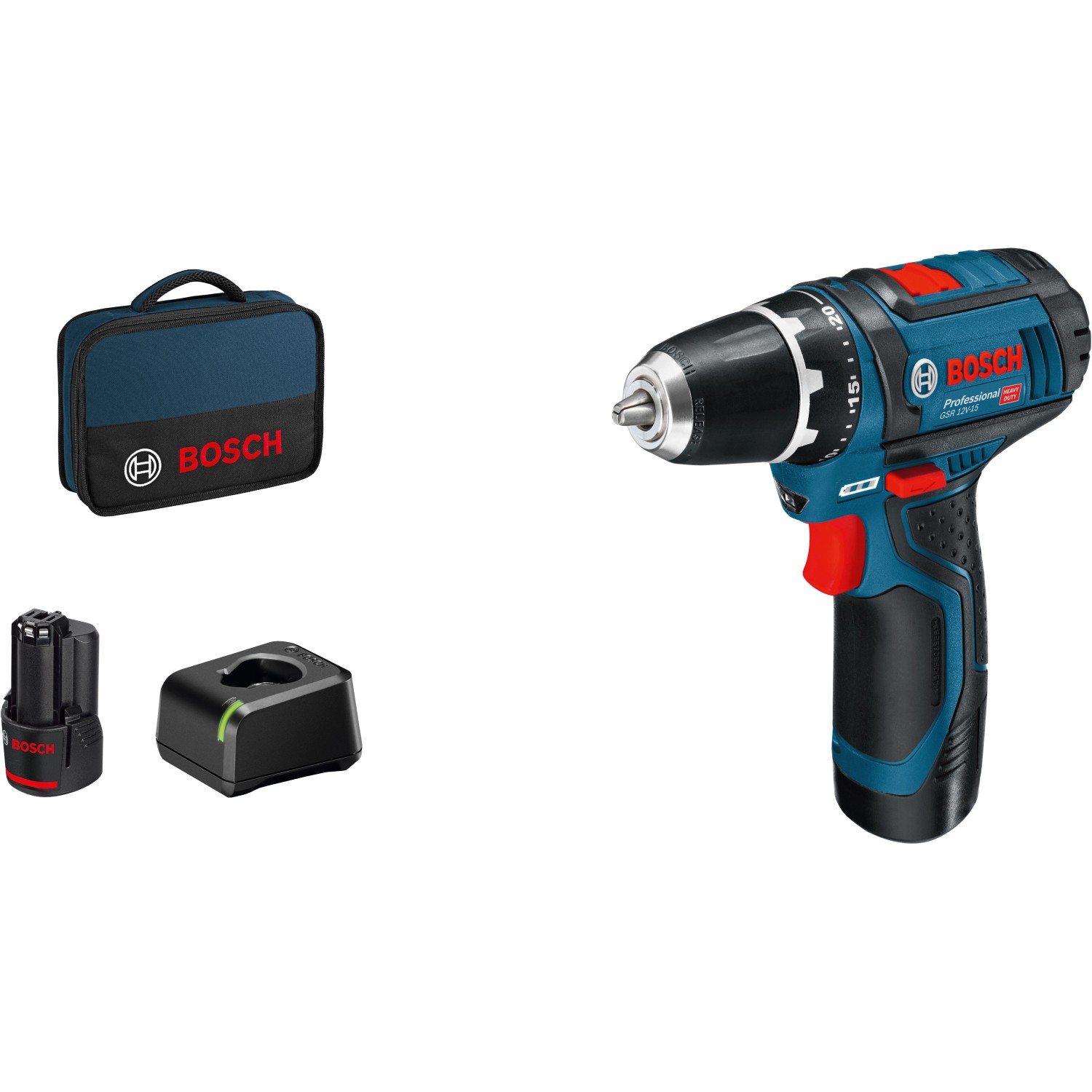 Bosch Professional 12 V Akku-Bohrschrauber GSR 12V-15 inkl. 2 Ah Akkus günstig online kaufen