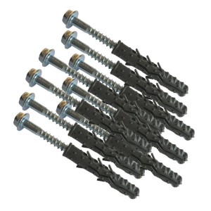 Befestigungsset für Absperrpfosten: 9 Schrauben und Dübel für sicheren Halt der Poller.