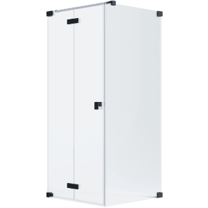 Schöner Wohnen Eckdusche mit Drehfalttür, Schwarzmatt, 80x80x200 cm.