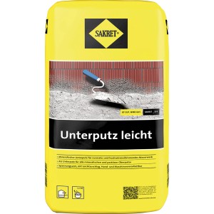 Sack Sakret Unterputz leicht, grauer Putz für Innen- und Außenbereich, 25 kg.