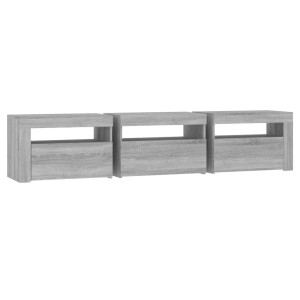 VidaXL TV-Schrank mit LED, Grau Sonoma, 3-teilig. Modernes Design für Wohnwände.