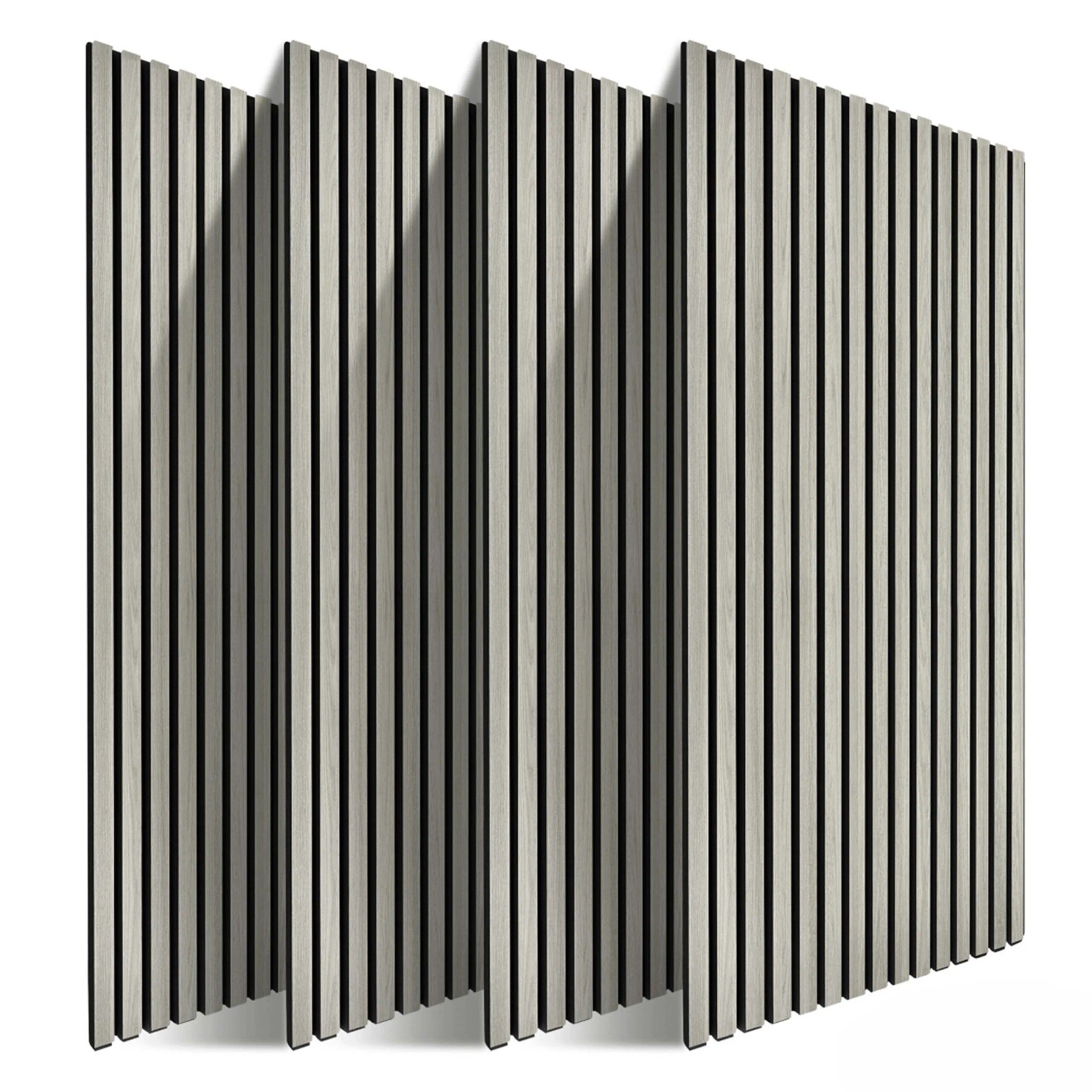 Relaxdays Akustikpaneele 4er Pack MDF Eiche Hellgrau Schallschluckend 120 cm x 60 cm x 2 cm 5,3 kg