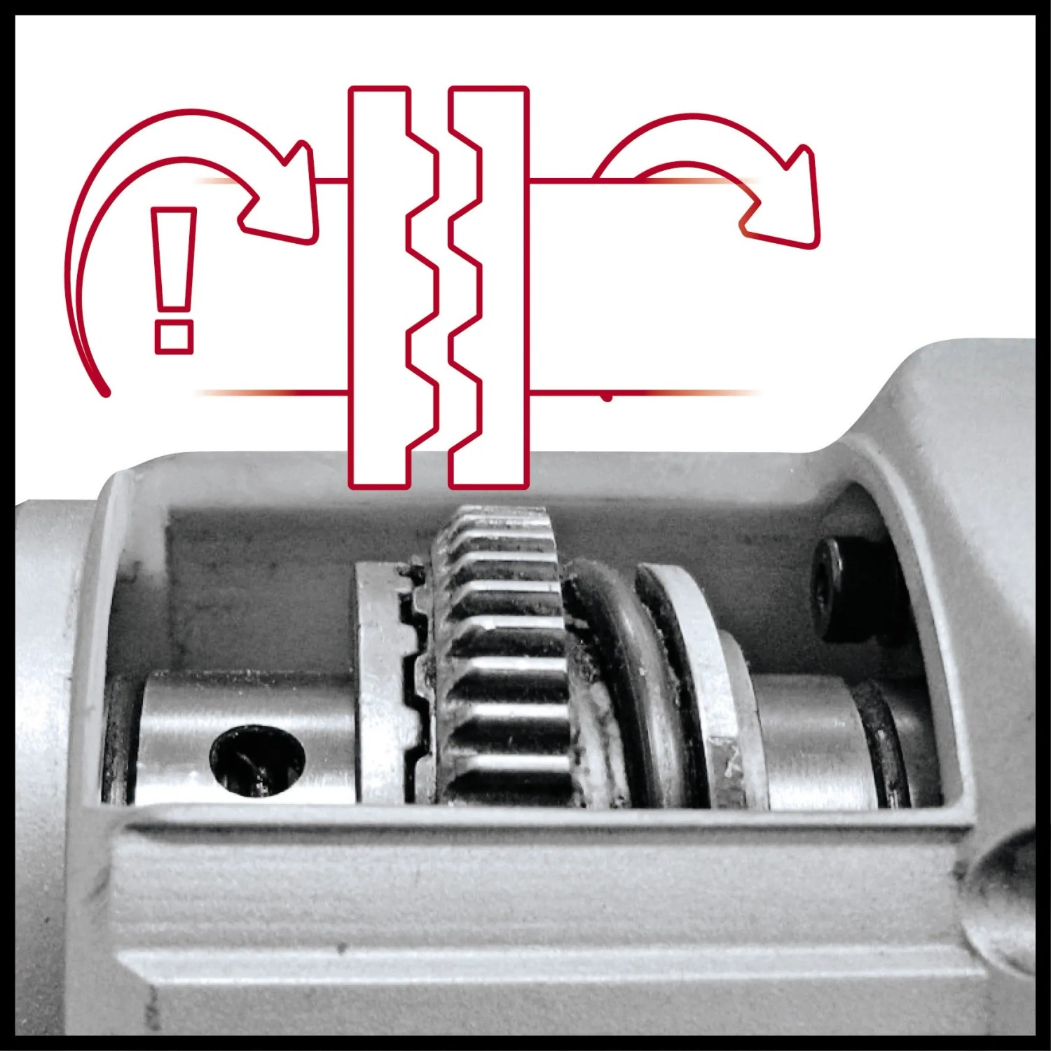 Detailaufnahme des Getriebes vom Einhell Bohrhammer TC-RH 620 4F.