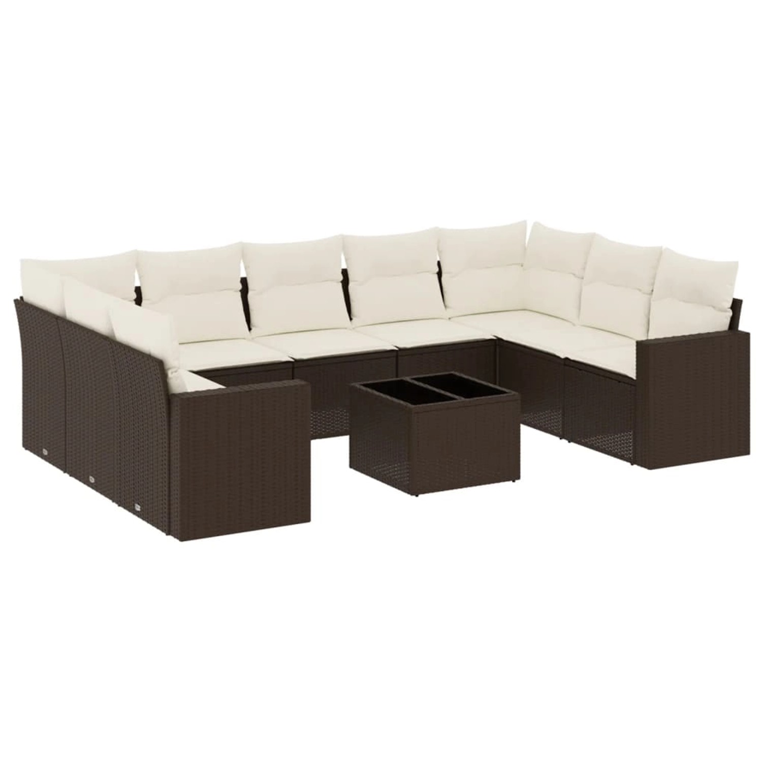 vidaXL 10-Tlg Garten-Sofagarnitur mit Kissen Braun Poly Rattan 3219403 günstig online kaufen