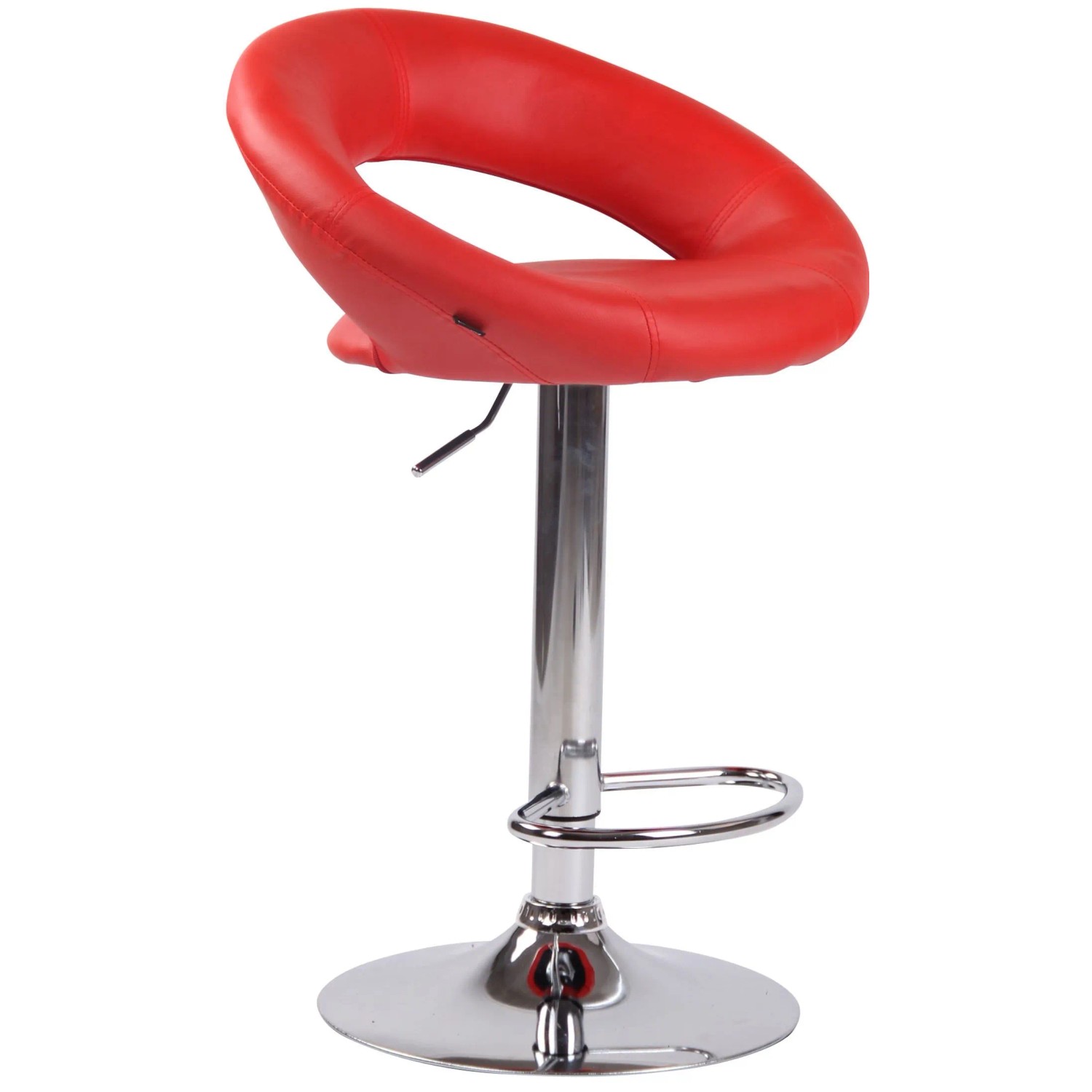 DELUKE Barhocker MEKIM Kunstleder Rot 53x47x80cm Silber Barstuhl Höhenverstellbar Mit Lehne Drehbar Tresenhocker Tresenstuhl