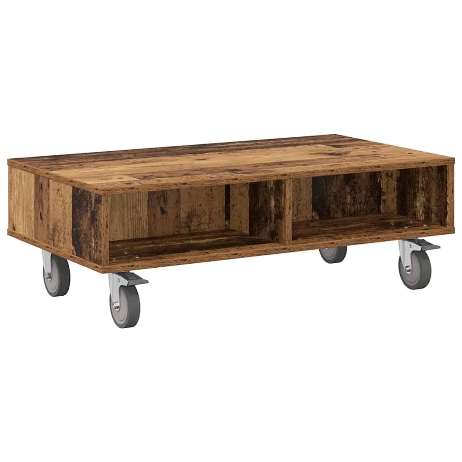 vidaXL Beistelltisch mit Rädern Altholz 90 x 50 x 30 cm Holzwerkstoff 891022