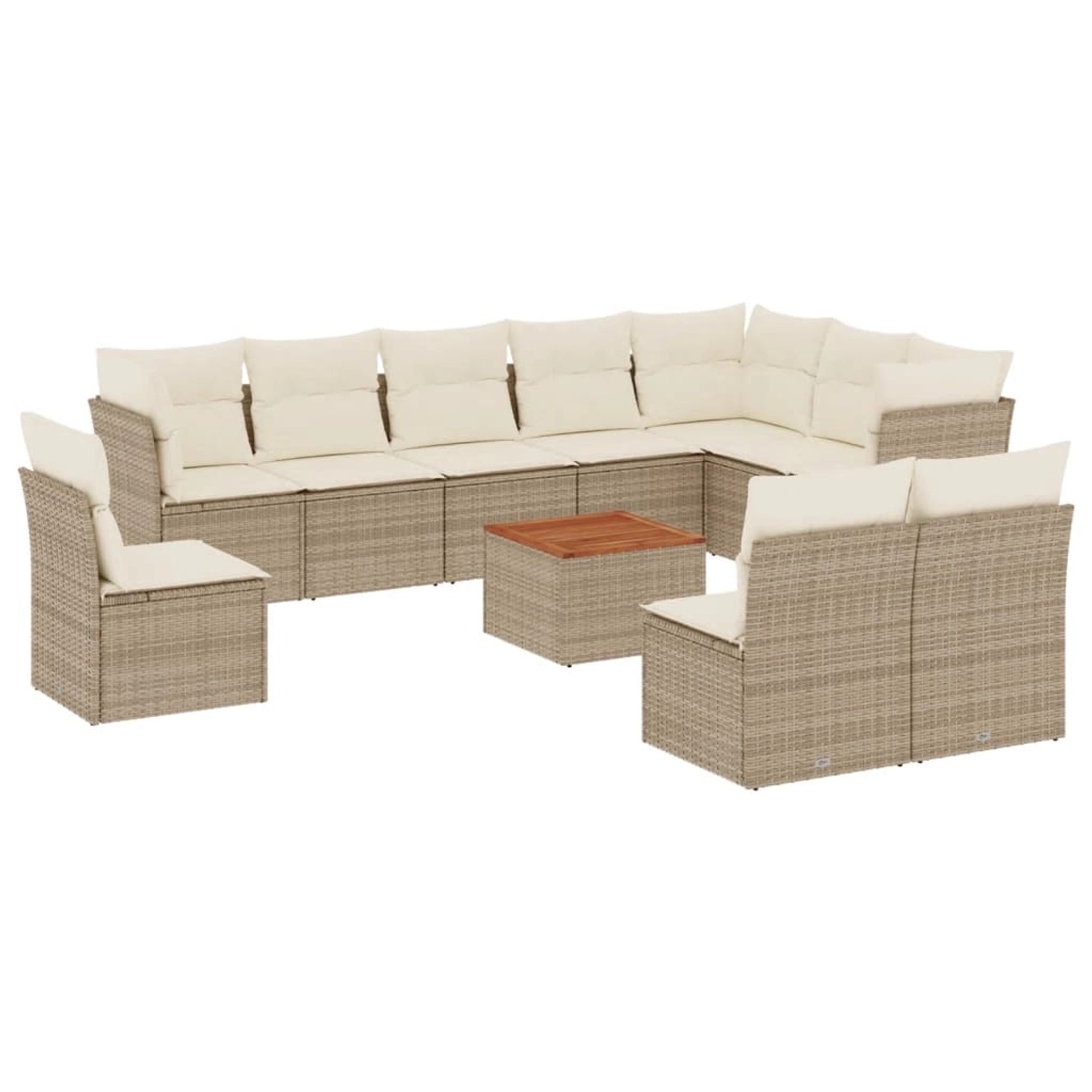 vidaXL 11-Tlg Garten-Sofagarnitur mit Kissen Beige Poly Rattan 3223699 günstig online kaufen