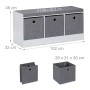 Relaxdays Sitzbank Spanplatte Weiß Grau Mit Polster 102 cm x 32 cm x 46 cm_4