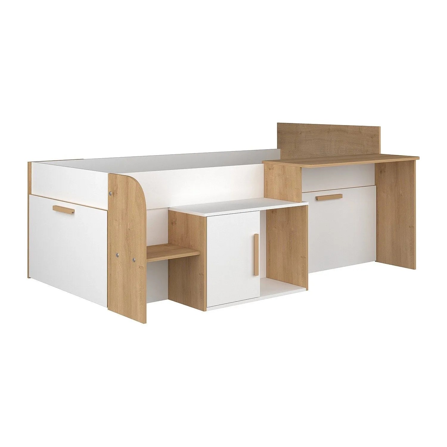 Vente-unique Bettkombination Pedro Naturfarben Hell  Weiß 206.4 cm