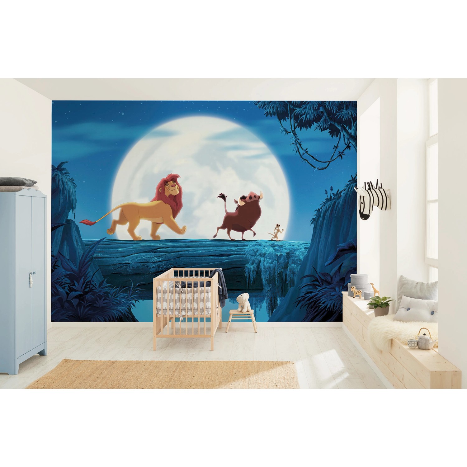 Komar Vlies Fototapete Disney König der Löwen, Vollmond-Szene im Kinderzimmer.
