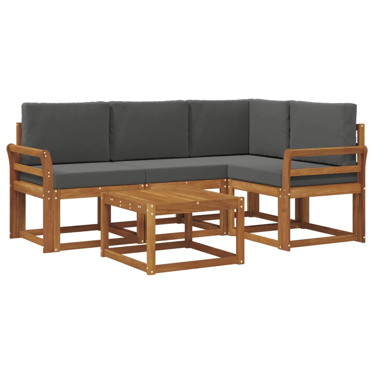 vidaXL Outdoor-Sofagarnitur mit Kissen 5-Tlg Natur und Anthrazit 3366360