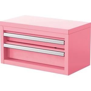 Pinke Mini Toolbox mit 2 Schubladen, 26x17x28cm, ideal zur Aufbewahrung von Kleinteilen.