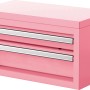 Pinke Mini Toolbox mit 2 Schubladen, 26x17x28cm, ideal zur Aufbewahrung von Kleinteilen.