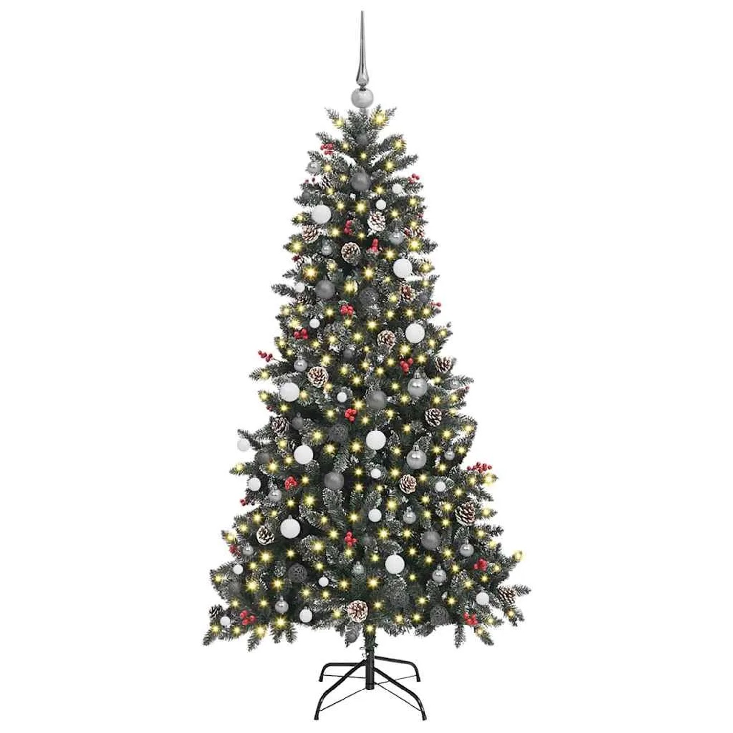 vidaXL Künstlicher Weihnachtsbaum mit 300 LEDs Grün 114 x 114 x 210 cm 3395891