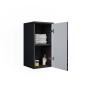 Vicco Badschrank Irma, Anthrazit Hochglanz, 30x59 cm, mit offener Tür und zwei Ablagefächern.
