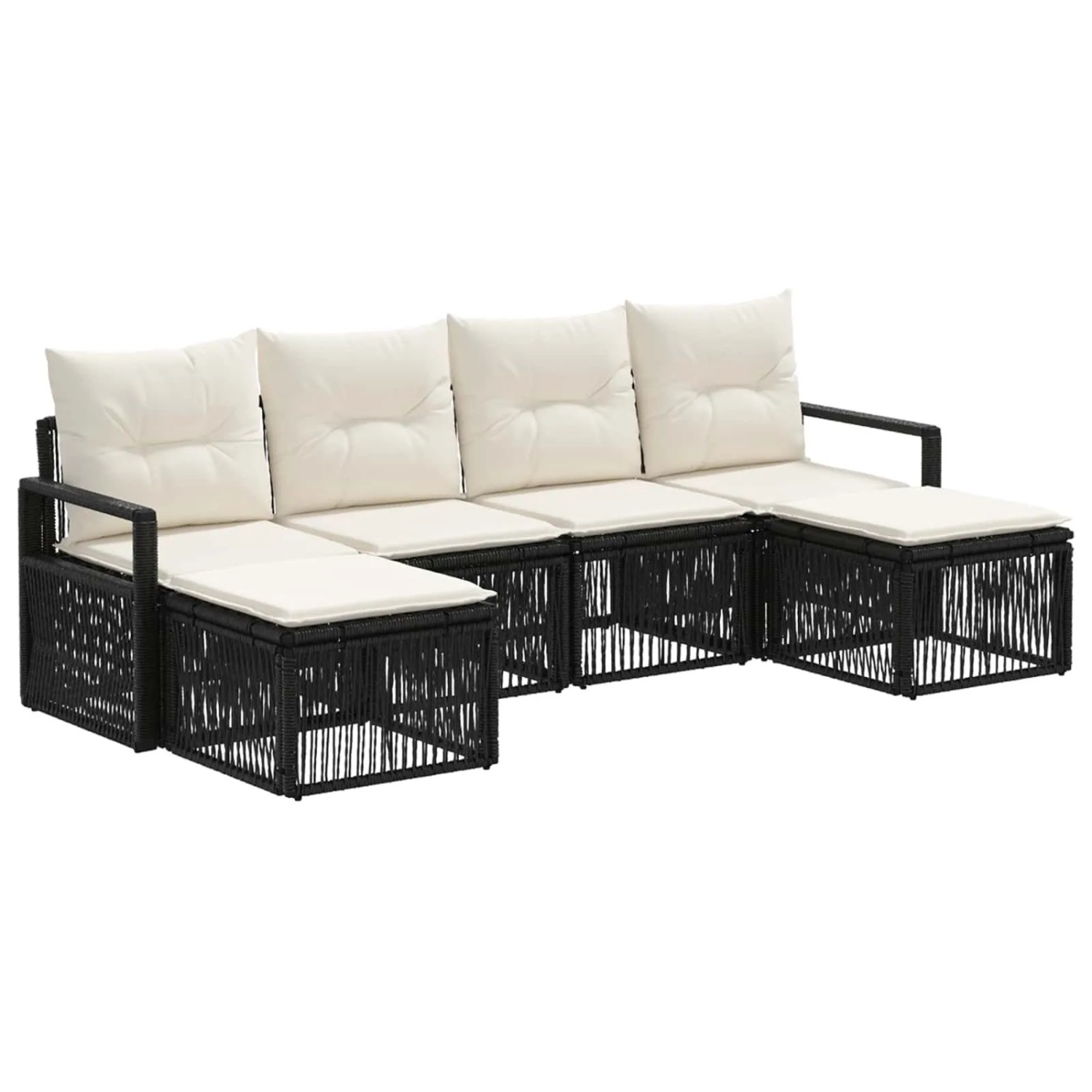 vidaXL Gartensofa-Set 6-Tlg Schwarz Poly-Rattan 3435790