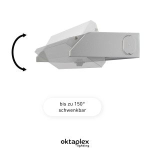 Oktaplex LED Unterbauleuchte, 90cm, schwenkbar bis 150 Grad, Aluminium, warmweiß.