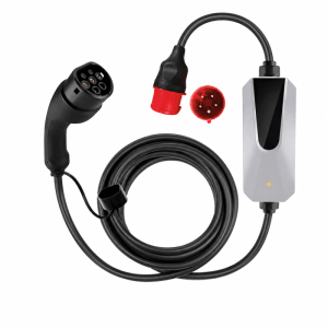 Junsun 22kW EV Ladestation mit Typ 2 Stecker, CEE Stecker und LCD Display.