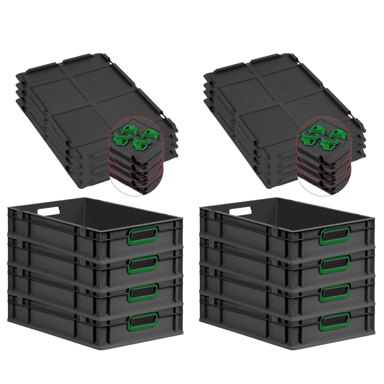 PROREGAL SuperSparSet 8x Eurobox Nextgen Color Mit Auflagedeckel HxBxT 12x4 günstig online kaufen