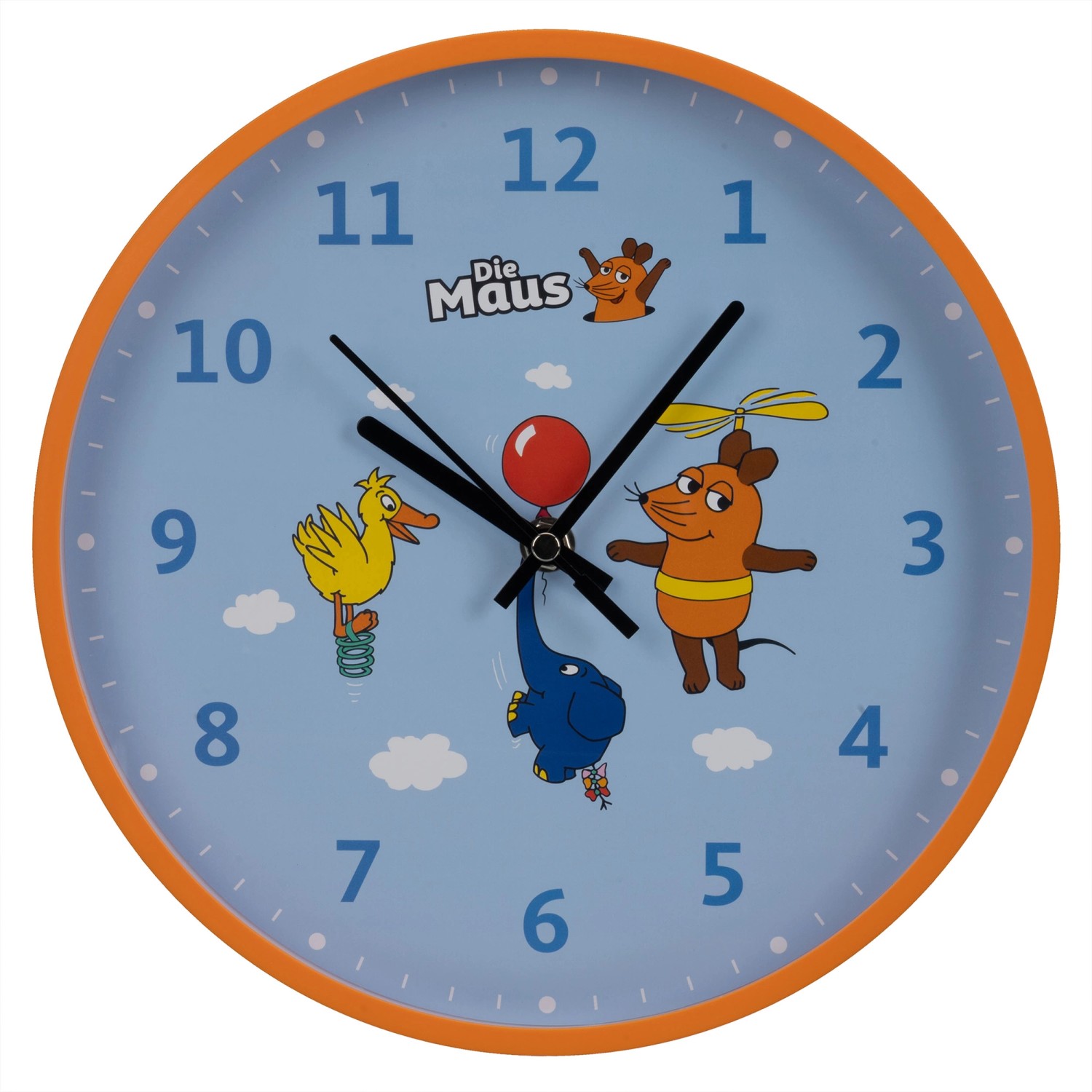 DieMaus Kinderwanduhr Elefant-Motiv Ø 25 cm Blau