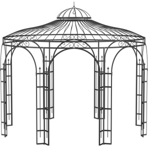 Schwarzer, pulverbeschichteter Eleo Pavillon Florenz aus Metall mit rundem Design.