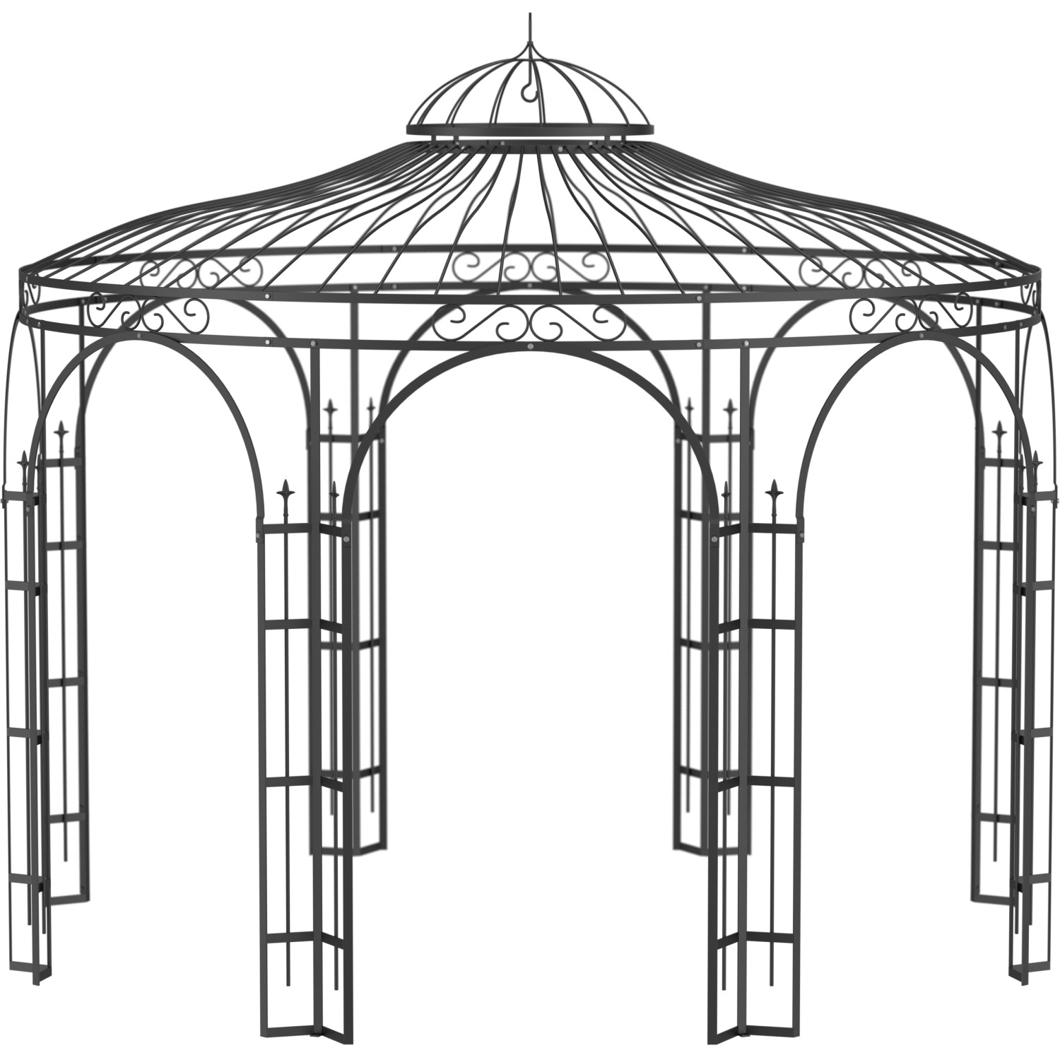 Schwarzer, pulverbeschichteter Eleo Pavillon Florenz aus Metall mit rundem Design.