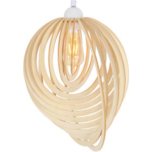 Moderne Näve Pendelleuchte Armella, Ø 40 cm, aus hellem Holz. Design-Hängeleuchte für Wohnräume.