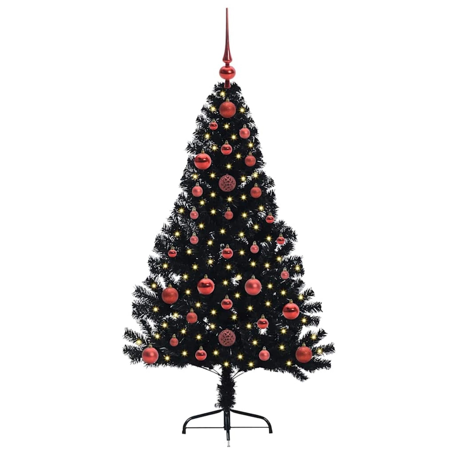 vidaXL Künstlicher Vorbeleuchteter Weihnachtsbaum Schwarz 120 cm PVC 3397115
