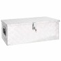 DELUKE Aluminiumbox Mit Deckel Abschließbar Alubox Deichselbox Alu Anhängerbox Werkzeugkiste Transportbox Metallkiste 80x39x30cm Silber