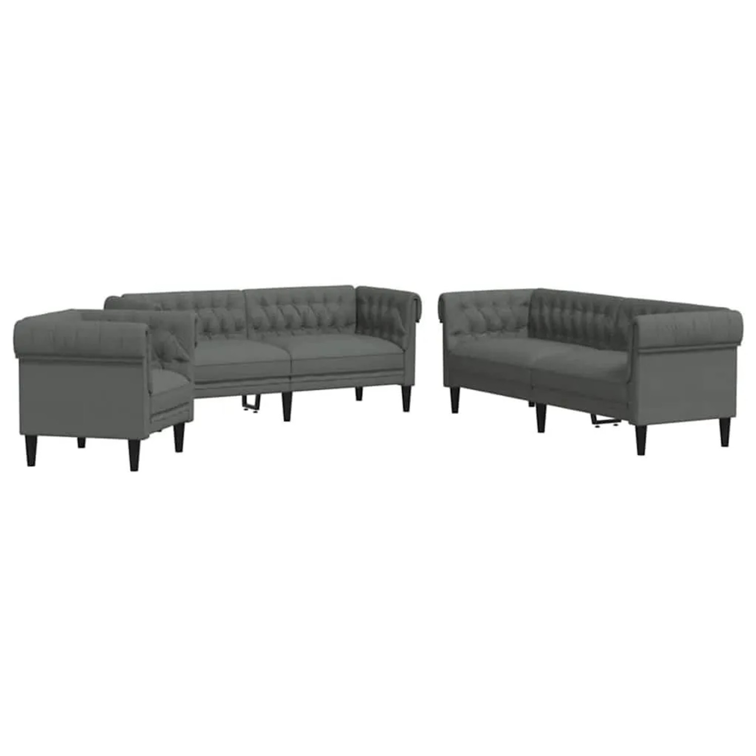 vidaXL Wohnzimmer Couch 3-Tlg Dunkelgrau Stoff 3385859
