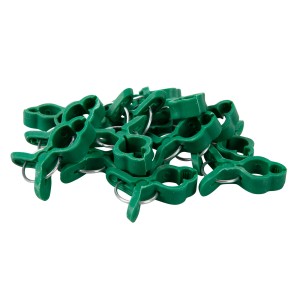 Windhager Pflanzenclips Mini, 15 grüne Clips zur Befestigung von Pflanzen an Rankhilfen.