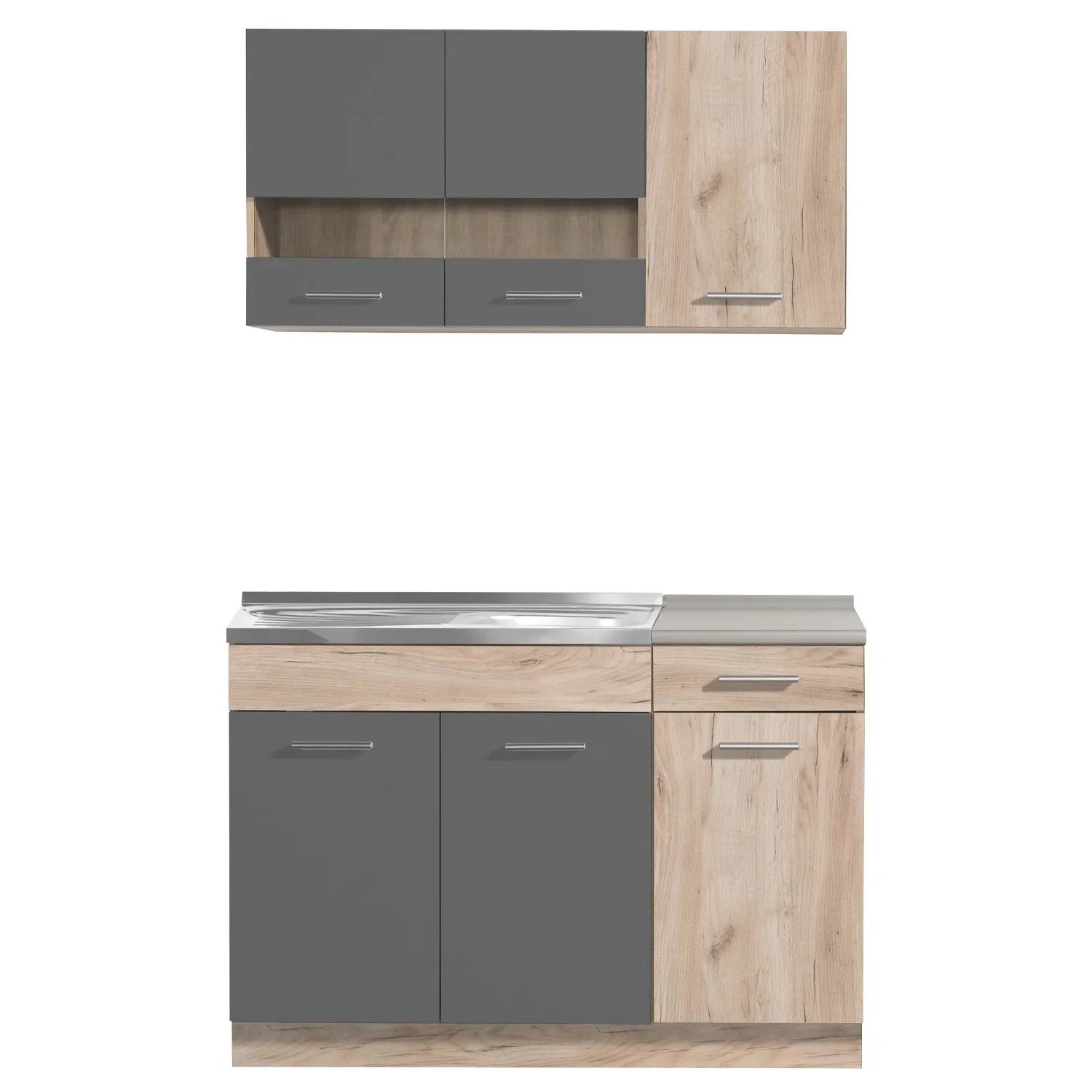 Homestyle4u Singleküche o. Geräte 120 cm Eiche Matt kaufen bei OBI