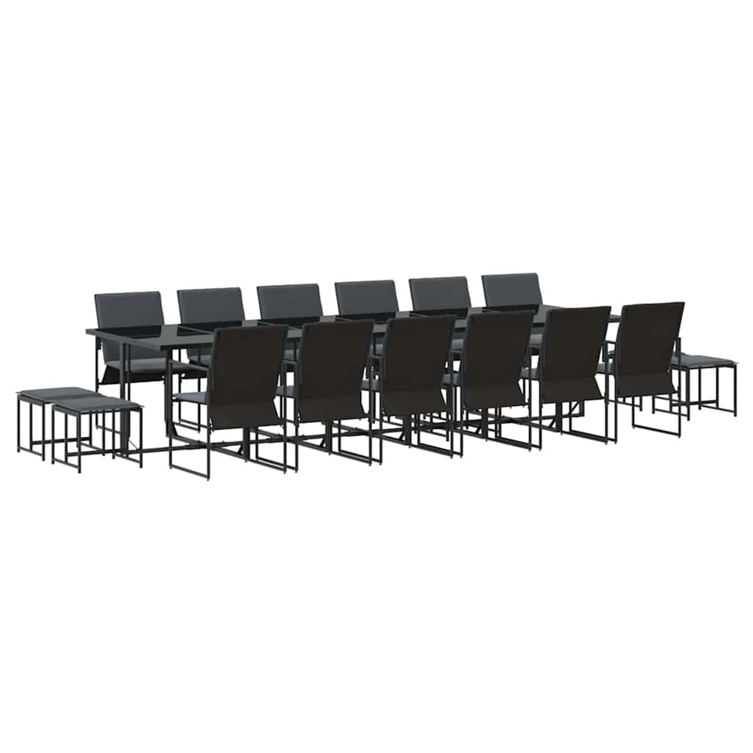 vidaXL Garten Essgruppe 17-Tlg Schwarz Stahl 3335867 günstig online kaufen