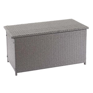 Proregal Poly-Rattan Kissenbox HxBxT 51x115x59cm Basic Grau 250L Gartentruhe Auflagenbox Truhe