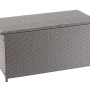 Graue Poly-Rattan Kissenbox, 250L Gartentruhe für Auflagen und Gartenutensilien.