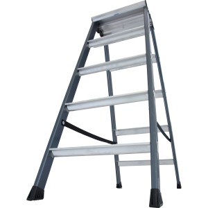 Krause Doppelleiter SePro D mit 5 Stufen, eloxiert, für sicheren Stand bei Arbeiten.