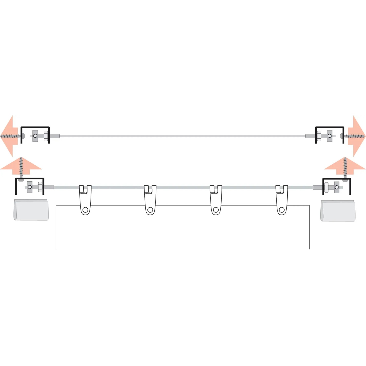 Floracord Seilspanntechnik Universal Chrom Bausatz für Sonnenschutz, bestehend aus Seil, Spanner und Abdeckkappen.